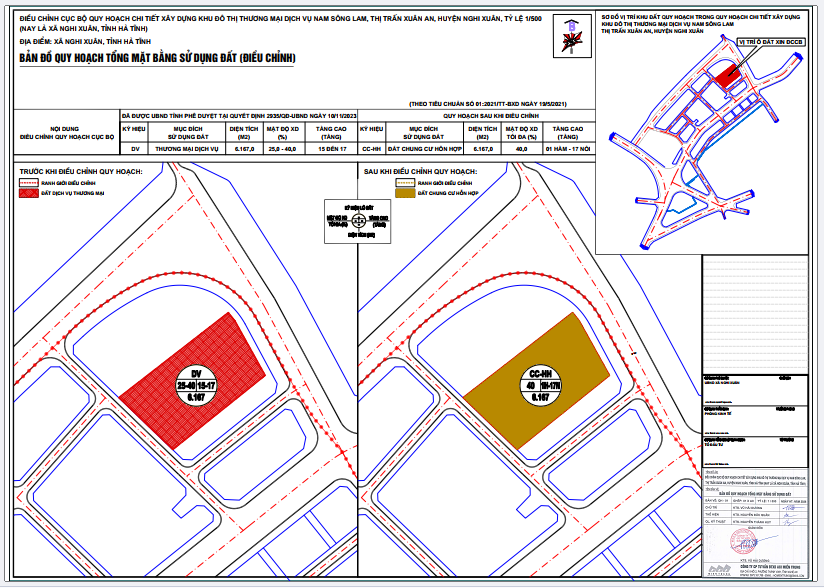 Thông báo về việc niêm yết công khai để lấy ý kiến cộng đồng dân cư về nội dung Đồ án Điều chỉnh cục bộ Quy hoạch chi tiết xây dựng Khu đô thị thương mại dịch vụ Nam Sông Lam, thị trấn Xuân An, huyện Nghi Xuân, tỷ lệ 1/500