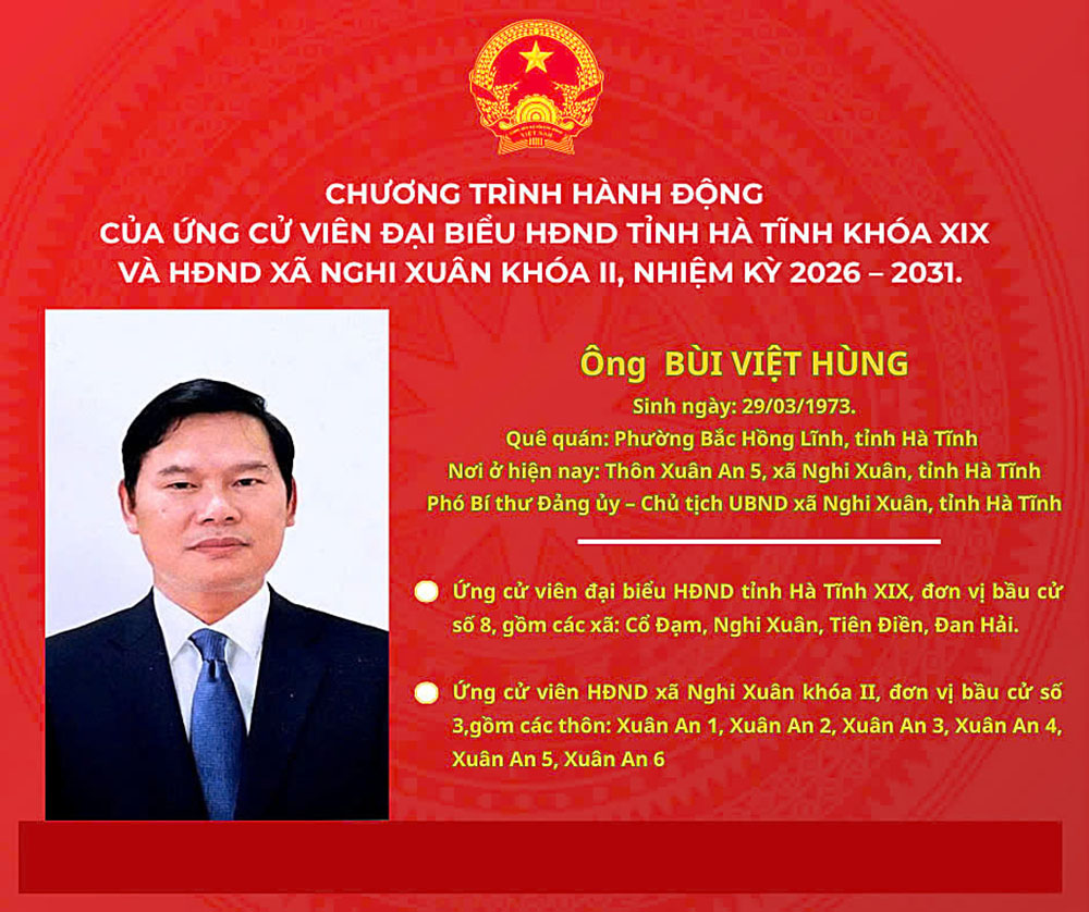 Chương trình hành động của ứng cử viên đại biểu HĐND tỉnh và HĐND xã Nghi Xuân Bùi Việt Hùng