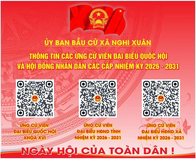 Quét mã QR – Xem nhanh tiểu sử người ứng cử Đại biểu Quốc Hội, HĐND tỉnh và HĐND xã Nghi Xuân, nhiệm kỳ 2026 - 2031