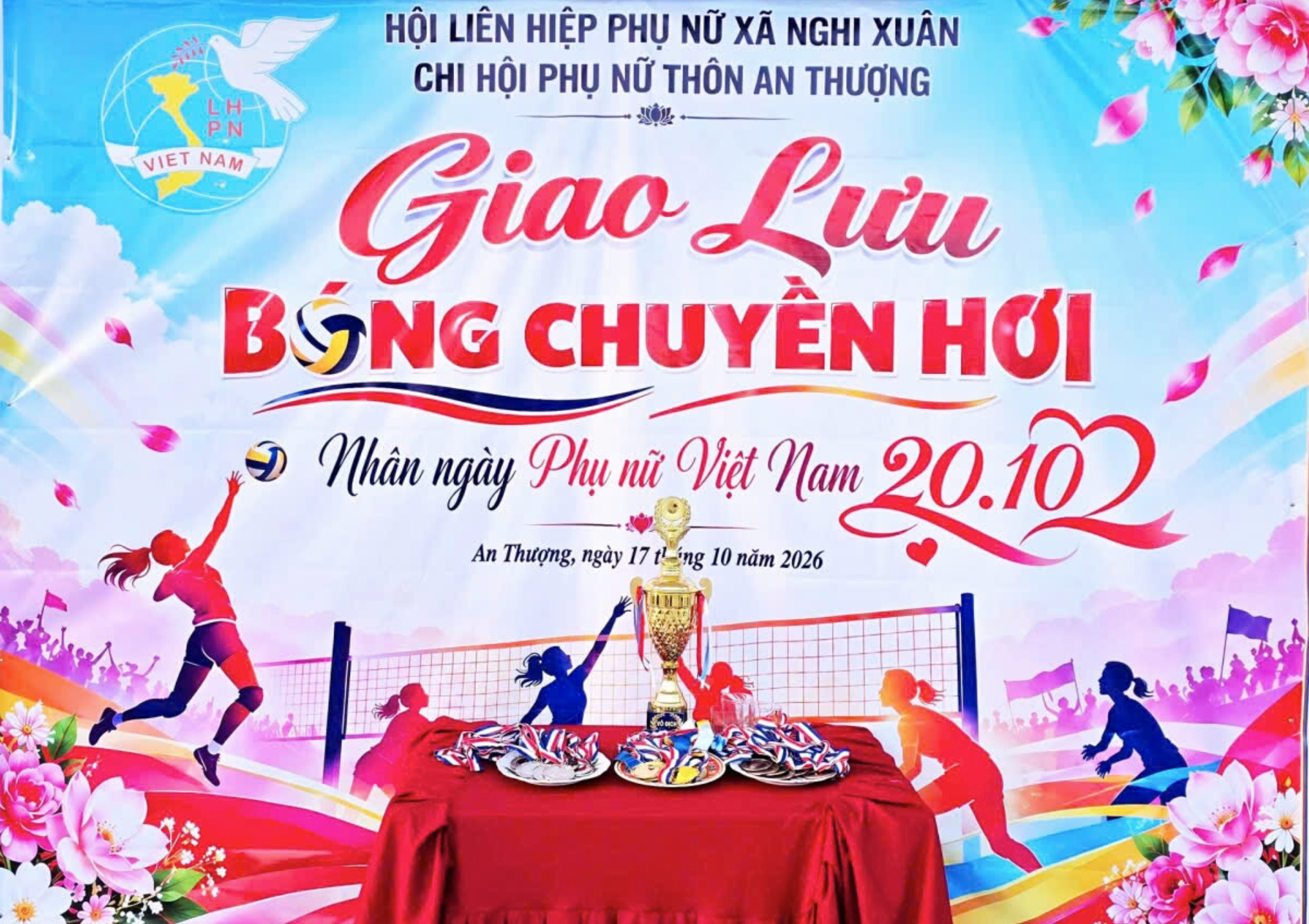 Sôi nổi giải bóng chuyền Hơi chào mừng ngày Phụ Nữ Việt Nam 20/10 tại thôn An Thượng