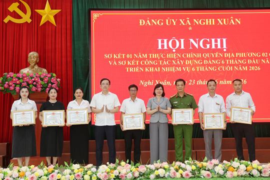 Nghi Xuân sơ kết 1 năm vận hành bộ máy của hệ thống chính trị và chính quyền địa phương 2 cấp và công tác xây dựng Đảng 6 tháng đầu năm 2026.