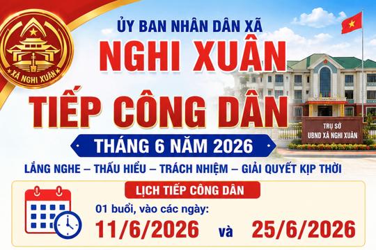 Lịch tiếp công dân định kỳ tháng 6 năm 2026