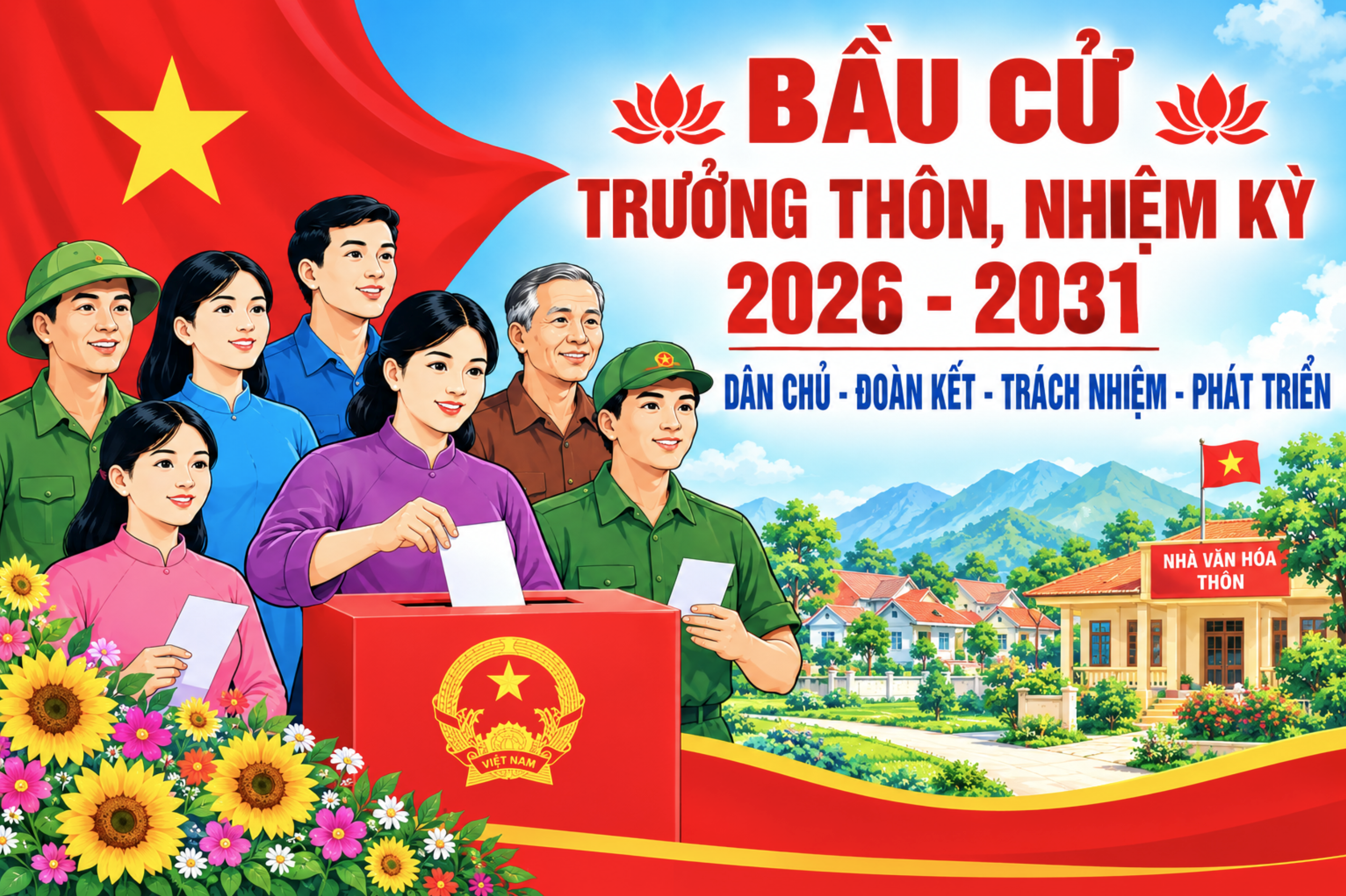 Hà Tĩnh Hướng dẫn quy trình bầu cử Trưởng thôn, Tổ trưởng Tổ dân phố nhiệm kỳ 2026 - 2031