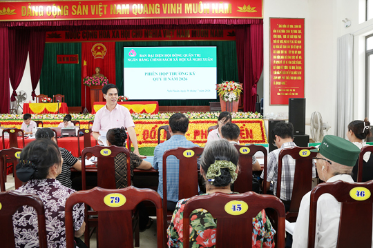 Ban đại diện Hội đồng quản trị Ngân hàng Chính sách xã hội xã Nghi Xuân tổ chức phiên họp quý II năm 2026.