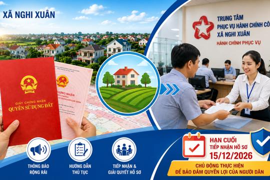 Xã Nghi Xuân thông báo tiếp nhận hồ sơ tính, tính lại tiền sử dụng đất 