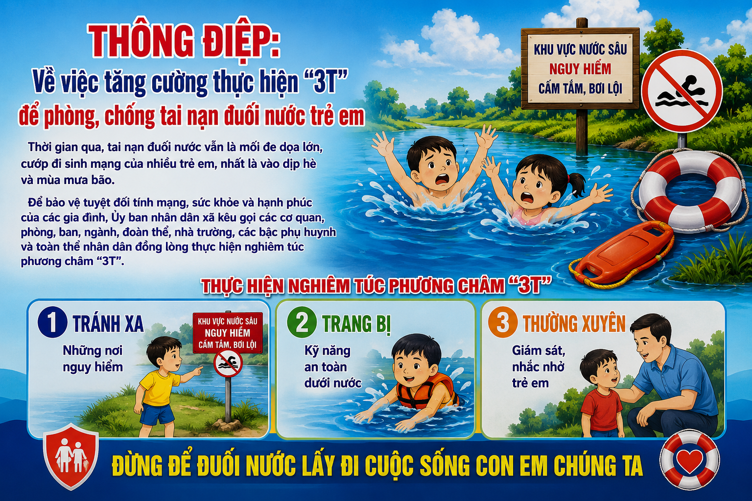 Tăng cường thực hiện “3T” – chung tay phòng, chống tai nạn đuối nước trẻ em