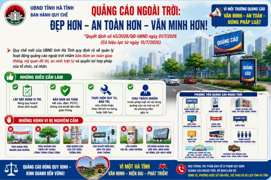 Tăng cường thực hiện Quy chế quản lý hoạt động quảng cáo ngoài trời trên địa bàn tỉnh Hà Tĩnh