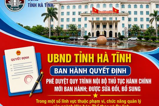 Hà Tĩnh phê duyệt quy trình nội bộ giải quyết thủ tục hành chính lĩnh vực văn hóa, thể thao và du lịch