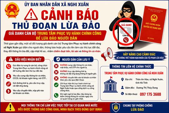Cảnh báo thủ đoạn giả danh cán bộ trung tâm phục vụ Hành chính công để lừa đảo người dân 