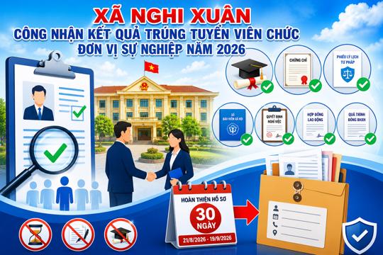 Xã Nghi Xuân công nhận kết quả trúng tuyển viên chức đơn vị sự nghiệp năm 2026