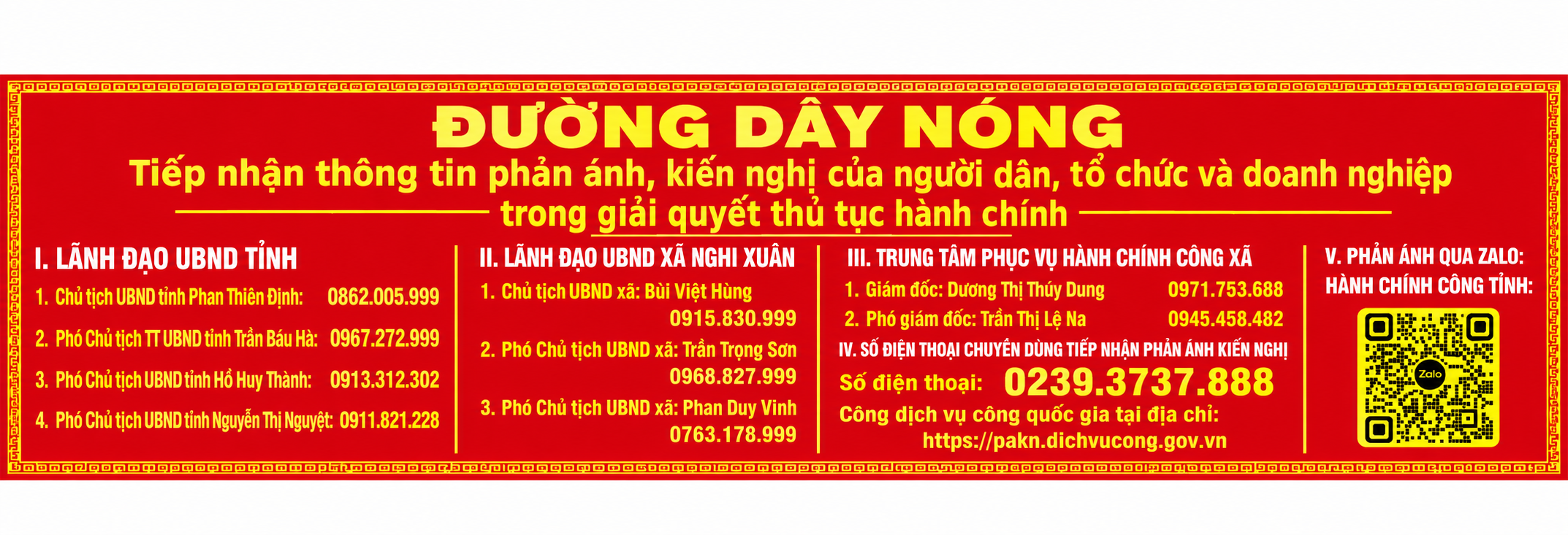 Công khai đường dây nóng tiếp nhận phản ánh, kiến nghị của người dân, tổ chức và doanh nghiệp trong giải quyết thủ tục hành chính