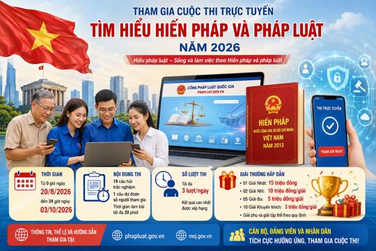 Tham gia Cuộc thi trực tuyến “Tìm hiểu Hiến pháp và pháp luật” năm 2026 