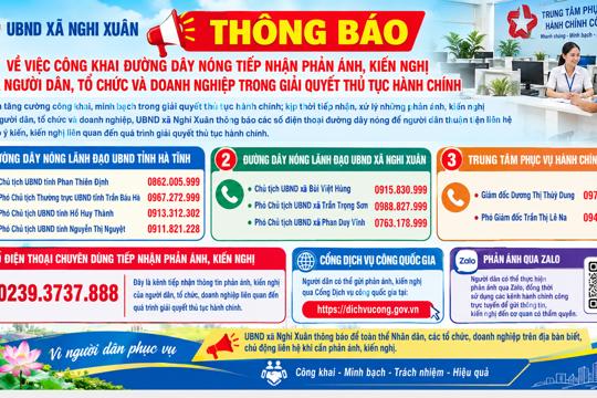 Công khai đường dây nóng tiếp nhận phản ánh, kiến nghị của người dân, tổ chức và doanh nghiệp trong giải quyết thủ tục hành chính 